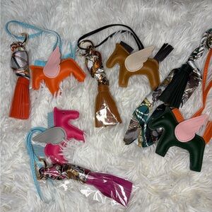 Vibrant Horse Keychains with Tassels